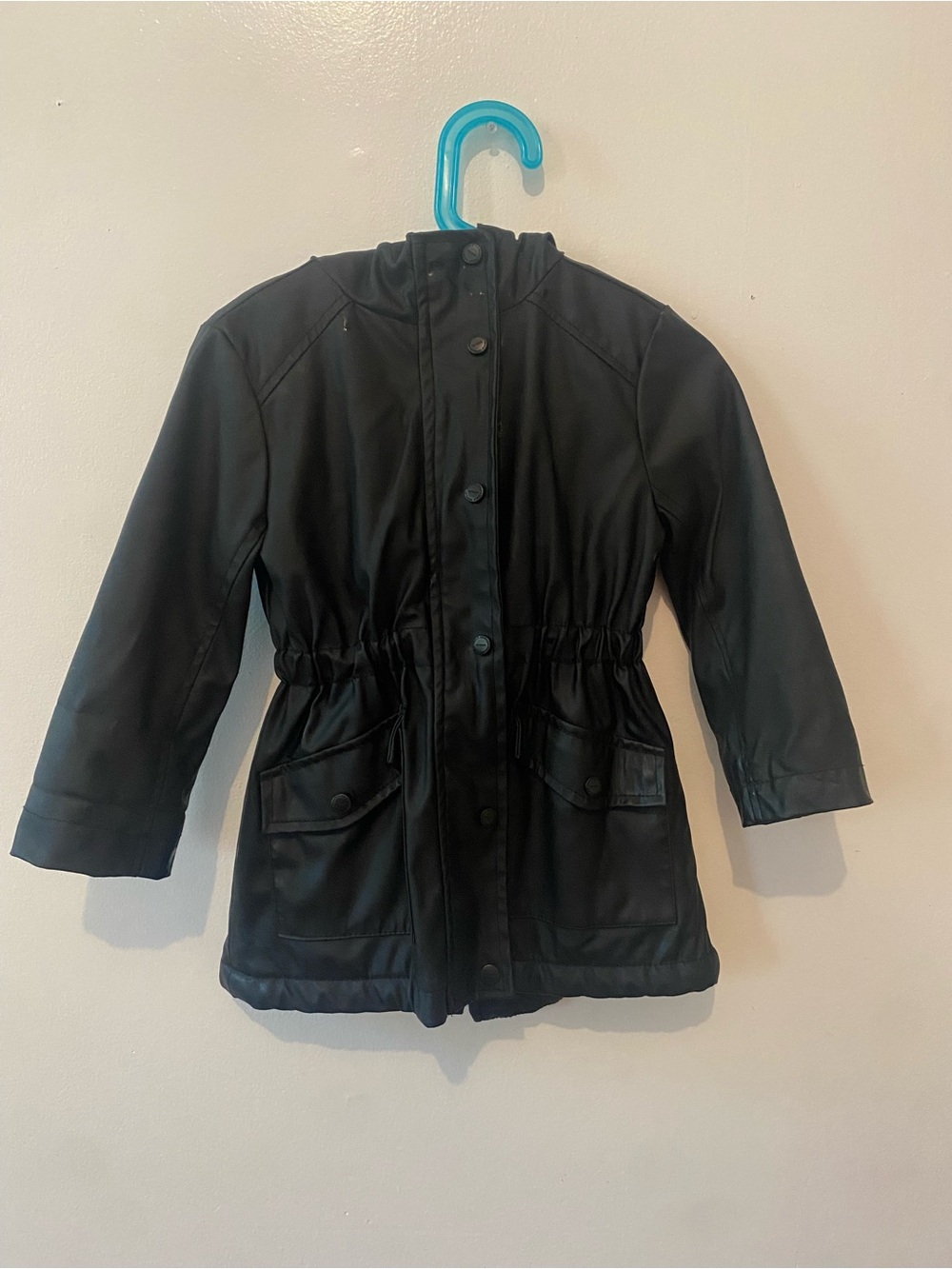 Urban Republic Black Faux-Leather Hooded Utility Jacket